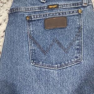 Wrangler Classic Blue Jeans with Brown Accents